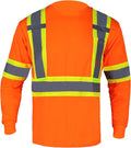 FONIRRA Hi Vis Shirts for Men Reflective ANSI Class 2 Safety Long Sleeve High Visibility Work Construction T Shirts Orange