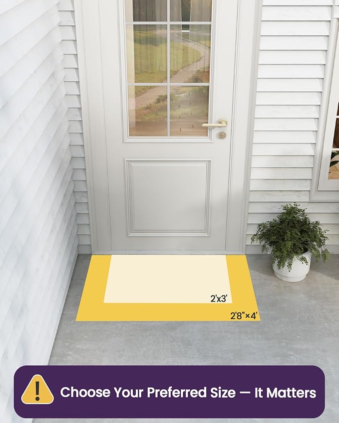 DEXI Front Door Mat 32x48, Non Slip Rubber Doormat Outside Entrance, Heavy Duty Waterproof Drainage Entry Mats, Low Profile Dirt Trapper for Patio Entryway, Black