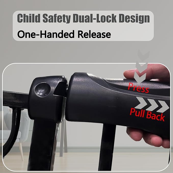 Expandable Baby & Dog Gate 38.5-43.3 Inch, Tension Mounted Indoor Safety Gate for Stairs & Doorways - Black Metal, 30 Inch Tall