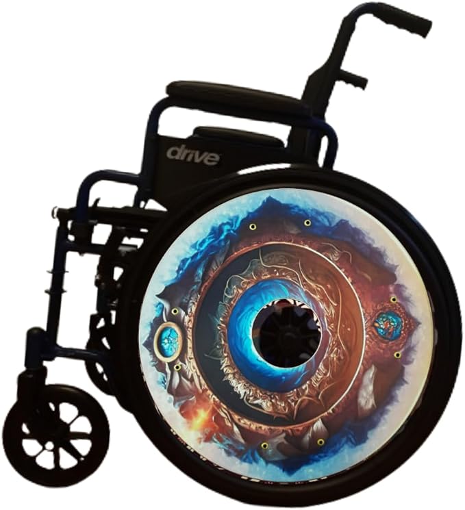 18 inches Wheelchair Wheel Covers | Decorative Wheel Covers for Wheelchairs, Ocean Adventure Design, Easy Install Mobility Accessory