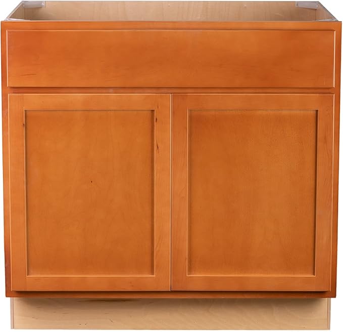 Quicklock RTA (Ready-to-Assemble) | Base Kitchen Cabinets - Shaker Style | Made in America (Provincial Stain, 36" Wx34.5 Hx24 D Sink Base)