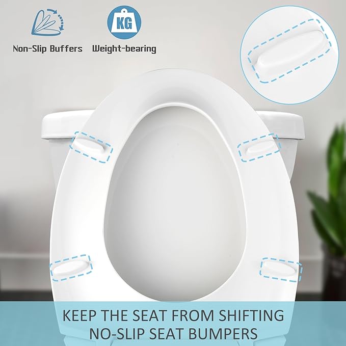 SS114 Toilet Seat Replacement Compatible with TOTO, Elongated Soft Close Toilet Seat for SS113/SS154/SS204/SS214/SS224, Transitional Heavy Duty Oval Toilet Seats, 2-Pack Toilet Bolts and Nuts, White