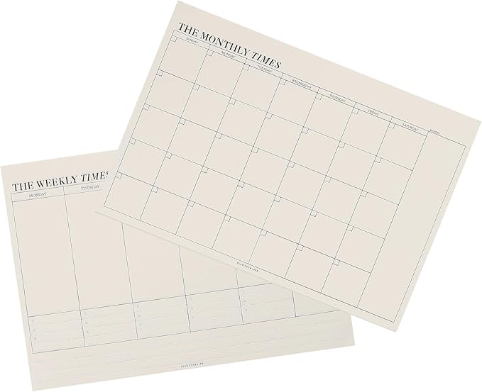 2pcs Weekly and Monthly Planner Notepad Tear-off Sheets Schedule Checklist for Students and Office Use Portable Undated Agenda for Goal Tracking and Habit Planning