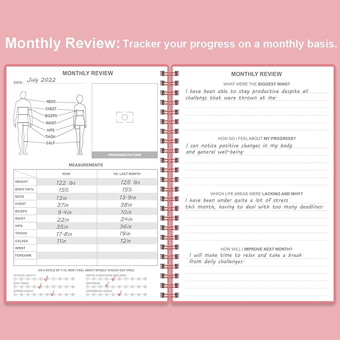 Weekly Meal Planner - A5 Weekly & Daily Meal Prep Journal with Shopping and Grocery Lists for Menu Planning, 93 Sheets/186 Pages Healthy Diet & Weight Loss Tracking, Undated, 52 Weeks, Lasts 1 Year,