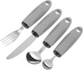 FUOYLOO Stainless Steel Adaptive Utensils Set Lightweight Comfortable to Hold Fork Spoon for Arthritis and Elderly