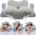 Cervical Pillow for Neck Pain Relief, Cooling Ergonomic Memory Foam Pillow with Ice Silk Pillowcase, Dual-Height Orthopedic Contour Support Pillow for Side,Back,Stomach Sleepers, CertiPUR-US Certified