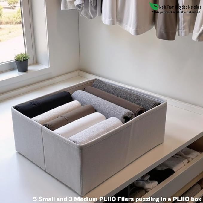 7 Pcs PLIIO Small Filers, Foldable Clothes Organizer, Space-Saving Closet and Suitcase solution, Wrinkle-Free Storage Solution for Home and Travel, Wardrobe Organizer and Clothes Folder