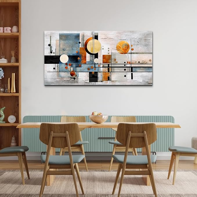 MHARTK66 Boho Wall Art For Living Room Wall Decorations For Office Bedroom Home Wall Decor Color Block Line Pictures Canvas Prints Abstract Pictures Artwork Hotel Room Decor Ready To Hang
