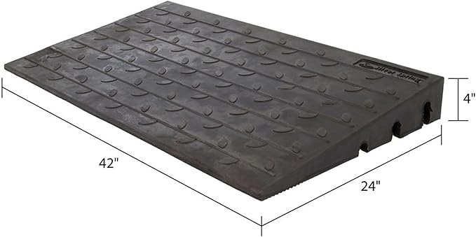 Silver Spring Threshold Ramp, Solid Rubber 4" Maximum Riser with 3 Channels, Black - Mobility Assistance Ramp for Wheelchairs, Scooters, and Power Chairs