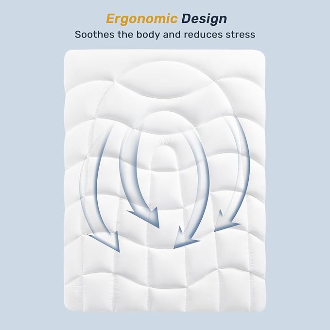 Unikome Twin XL Mattress Pad Waterproof - Soft Mattress Topper for College Dorm Room Essentials, Certified for Safer Chemicals, Noiseless and Machine Washable (White, 39x80)