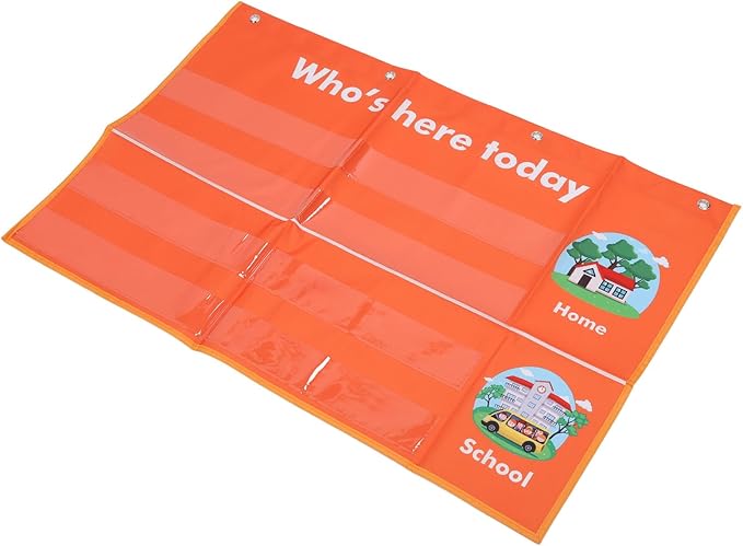 Attendance Pocket Chart with Large Cards, Classroom Management Chart for Preschool, Daily Schedule Attendance Chart for Kindergarten, School Attendance Tracking Tool with PVC Mater