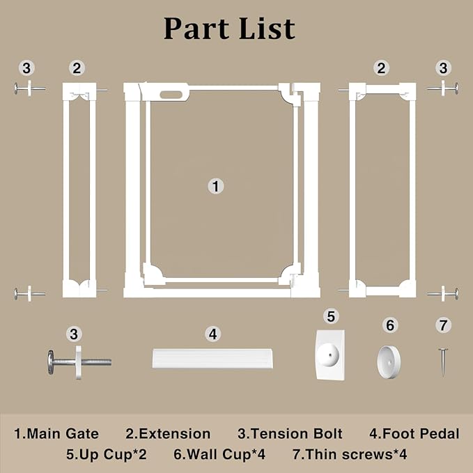 WAOWAO Clear Baby Gate for Stairs Modern Design Acrylic Auto Close Pet Gate, 29.52-47.24" Wide Safety Baby Gate for Doorways,White Clear Dog Gates Indoor, Hallways,Kitchen