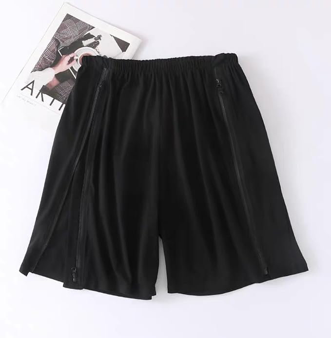 Bedridden Patient Clothing,Full Open Patients Care Trousers,Unisex Fracture Pants,Disability Clothes with Zippers,Suit for Fracture,Disable,Elderly(Black,M)