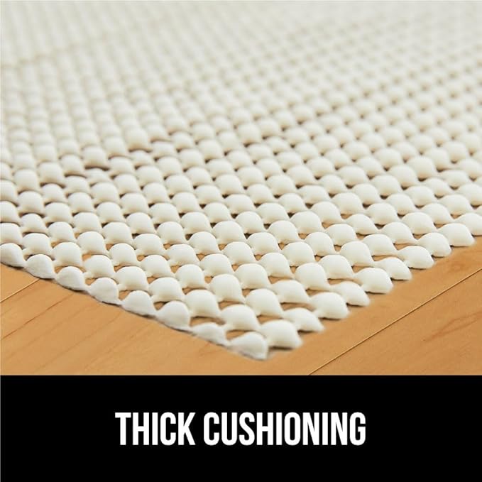 GORILLA GRIP Strong Rug Pad Gripper, 4x6 FT, US Designed, Grips Help Keep Area Rugs Safe and in Place, Slip and Skid Resistant Pads for Hard Floors, Under Carpet Mat Cushion and Hardwood Protection