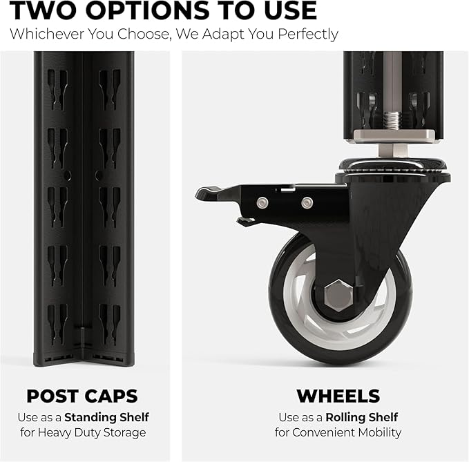 HOMEDANT House 5-Tier Metal Rolling Cart Shelf Rack Casters Heavy Duty Laminated Wheel Shelving Unit Adjustable Utility Storage Shelves Organizer Shelf Kitchen Garage (4, (L) 48.1" W, Black)