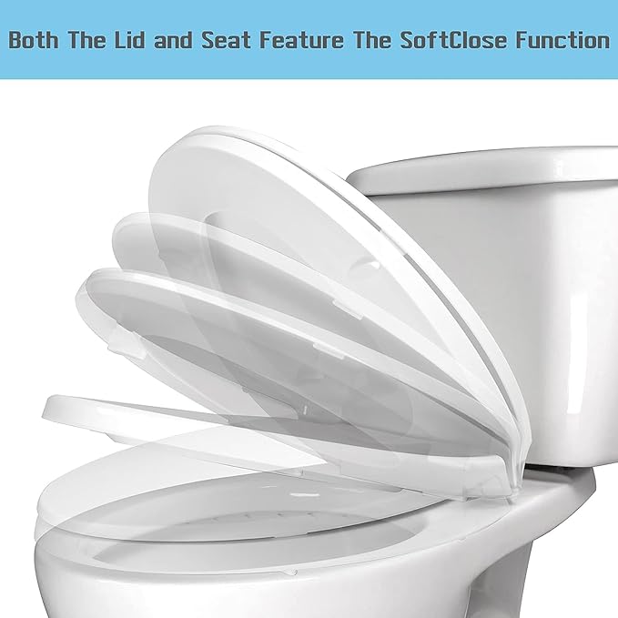 SS114 Toilet Seat Replacement Compatible with TOTO, Elongated Soft Close Toilet Seat for SS113/SS154/SS204/SS214/SS224, Transitional Heavy Duty Oval Toilet Seats, 2-Pack Toilet Bolts and Nuts, White
