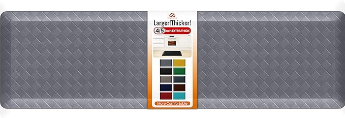 4/5 Inch Extra Thick Kitchen Mats for Floor,Non Slip Anti Fatigue Kitchen Rugs,Waterproof Stain Resistant Sink Mat,Cushioned Standing and Comfort Mats for Office (17"x60" Grey)