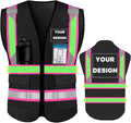 YOWESHOP High Visibility Reflective Safety Vest with Pockets Custom Your Logo Safety Workwear