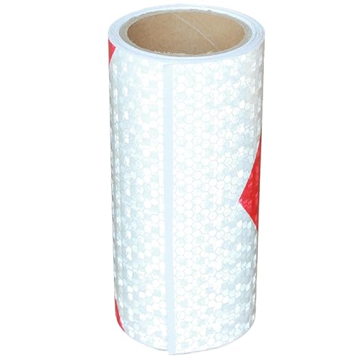 Reflective Tape Red and White 6 inch X 10 feet, Outdoor Waterproof Hazard Conspicuity Warning Industrial Marking Tape