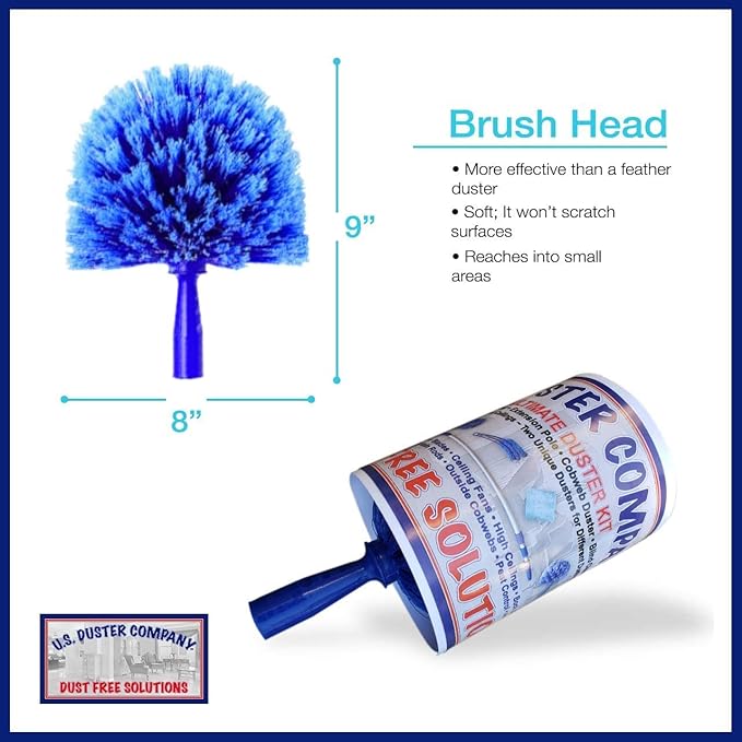 Cobweb Duster, Extendable Reach 20 feet + Spider Web Brush with Pole