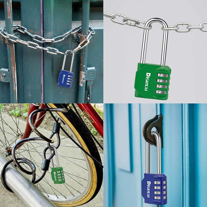 2 Pack disecu 2.6 Inch Long Shackle Combination Lock, 4 Digit Outdoor Waterproof Padlock for School Gym Locker, Sports Locker, Storage Unit, Gate, Fence, Toolbox, Cabinet (Green)