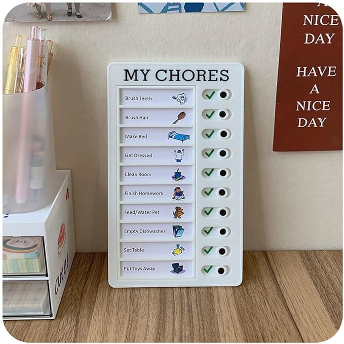 2 Pcs Chore Chart for Adults to do List My Chores Checklist Task Board Sliding Routine Chart for Kids, Memo Boards Slider Schedule DIY Detachable Daily Checklist Planning Table (2Pcs White My Chores)