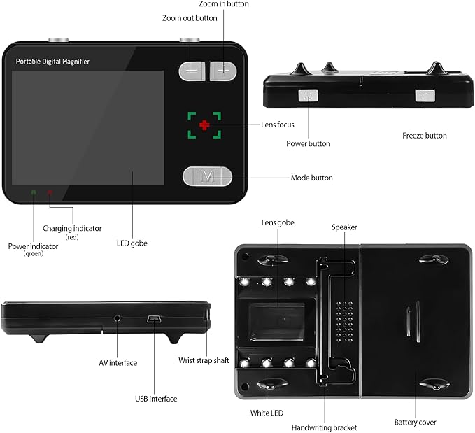 Digital Magnifier 3.5 Inch, 2X-32X Zoom Portable Digital Video Magnifier,LCD Screen Video Aids Digital Magnifier for The Visually Impaired, Low Vision, Color Blindness, Amblyopia