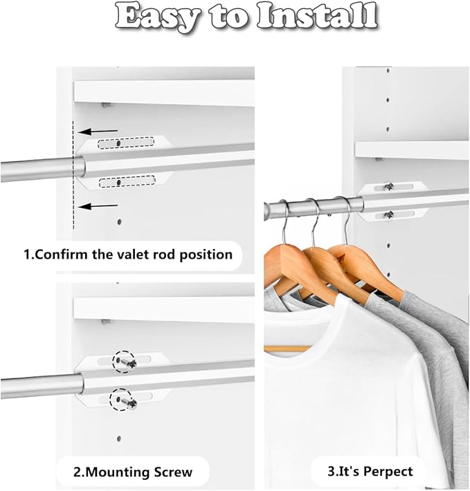Valet Rod for Closet Pull Out, 12" Adjustable extending closet rod, Standard Retractable closet rod organization rack, Valet Clothing Hanger Rods Extender for Wardrobe Laundry Bathroom (Starry Silver)