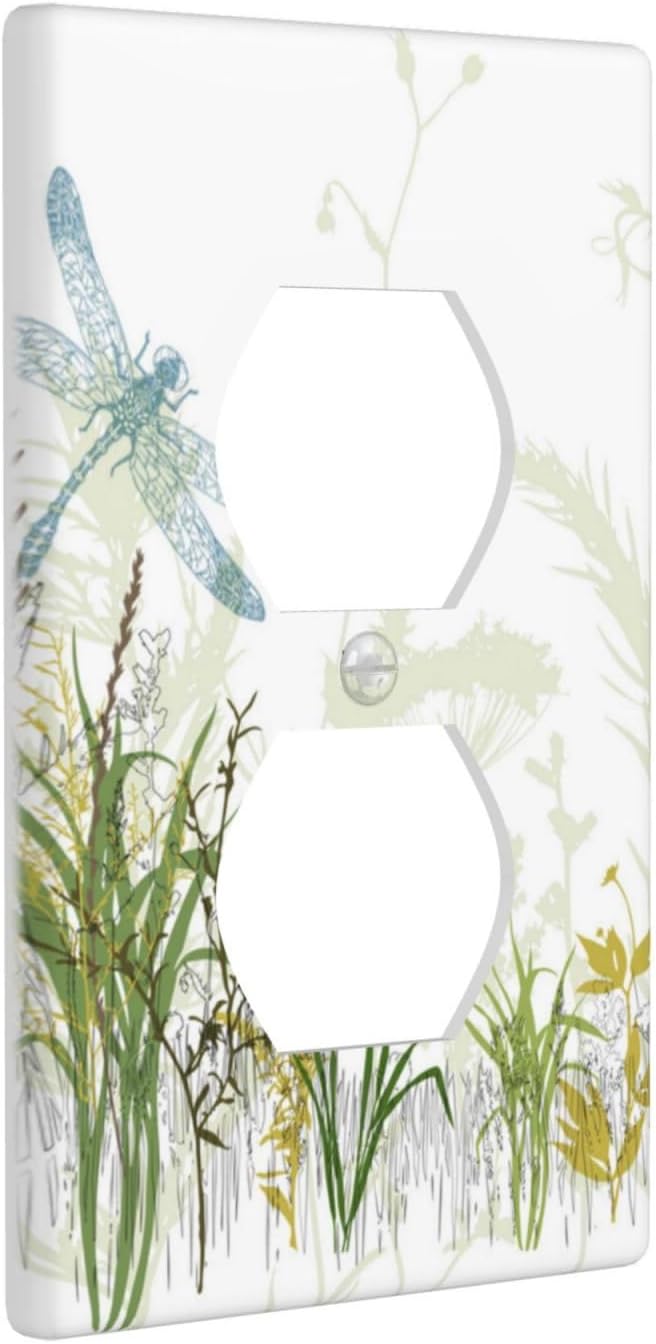 Wild Flower Dragonfly 1 Gang Duplex Light Switch Cover Plates Decorative Electric Outlet Covers Decorator Wall Switch Plate Receptacle Plug Covers 4.5 * 2.76 Inches