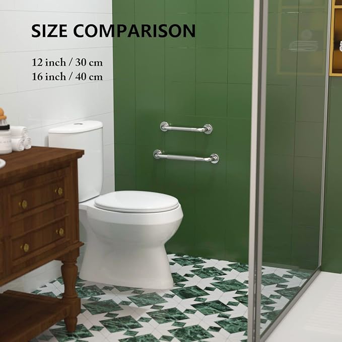 12 Inch Anti Slip Shower Grab Bar, Munzong Stainless Steel Bathroom Grab Bar, Satin Brushed Nickel Knurled Bathroom Balance Bar,Safety Hand Rail Support Handicap Elderly Senior Assist Bath Handle