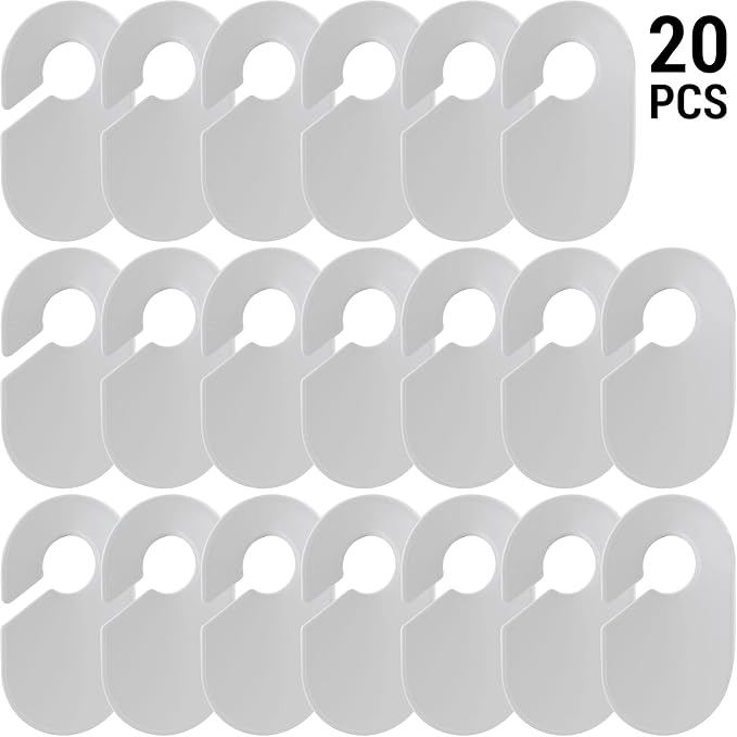 20 Pack Clothing Rack Size Dividers Blank Closet Separators for Clothes Baby Closet Size Divider Hooks Wardrobe Large Hangers Clothing Size Dividers for Racks Hanging Closet Organizer