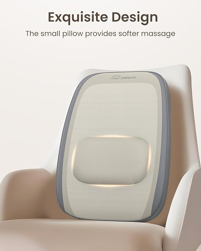 Snailax Shiatsu Neck and Back Massager with Heat, Full Back Massager for Back Pain Deep Tissue, Kneading Massage Pillow for Neck and Back, Spot Massage, Gifts
