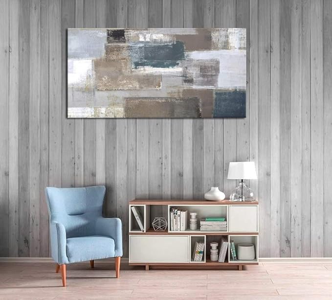 arteWOODS Large Abstract Wall Art for Living Room Decoration Modern Abstract Brown Gray Blocks Painting Picture Prints for Office Wall Decor Home Decorations Framed Ready to Hang 24" x 48"
