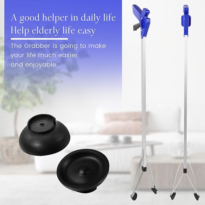 Sabary 10 Pack Suction Cup Reacher Grabber Heavy Trash Picker Grabber Tool, Long Handy Aids Nonslip Claw Reach Tool for Elderly Pick up Stick Arm Extension Litter Picker(Blue,35 Inch)