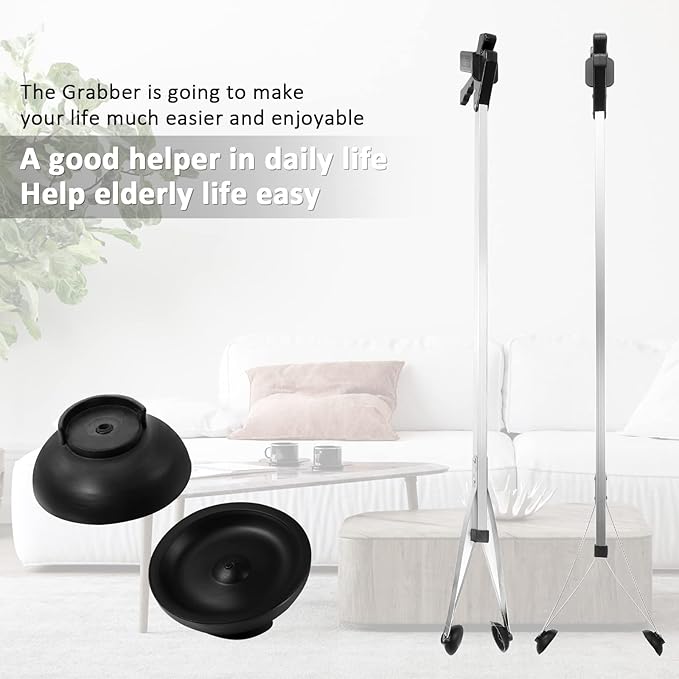 Sabary 10 Pack Suction Cup Reacher Grabber Heavy Trash Picker Grabber Tool, Long Handy Aids Nonslip Claw Reach Tool for Elderly Pick up Stick Arm Extension Litter Picker (Black,35 Inch)