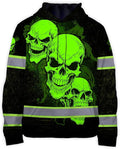 Matedecor Skull US Flag Reflective High Visibility Hoodie For Men Construction Hi Vis Safety Workwear Custom Name