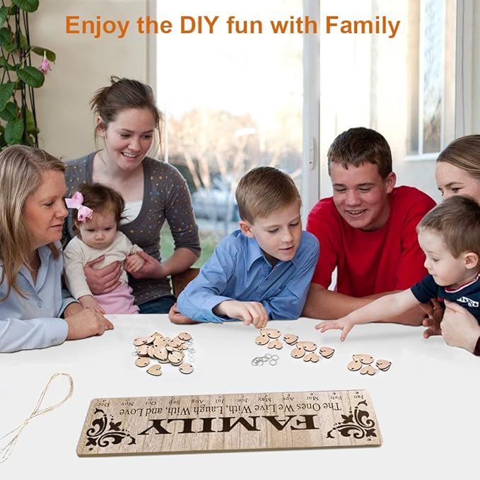 Christmas Mom Grandma Gifts from Daughter Son, Wooden Family Birthday Reminder Calendar Board to Track Date, Personalized Birthday Gift for Mother, Best Present Ideas for Parent Who Have Everything