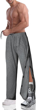 Men's Tearaway Pants for Post Surgery 2 Side Velcro Breakaway Open Bottom Sweatpants Women Loose Fit Rip Off Cotton Pants