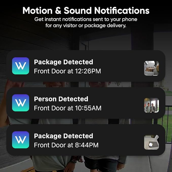 WYZE Wireless Duo Cam Video Doorbell (Chime Included), Battery Powered, 2K Full HD Video, 2 Cameras (People and Package), 2-Way Audio, Color Night Vision
