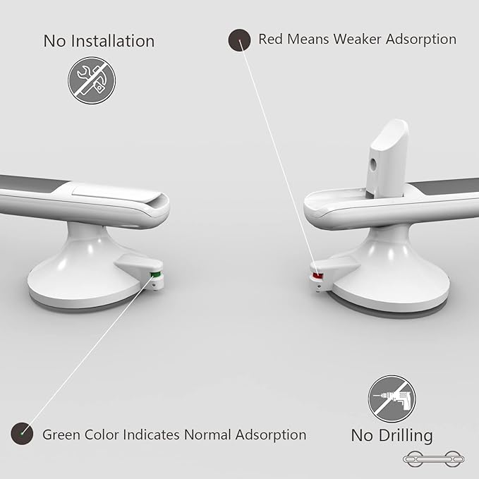 Shower Handles for Elderly Suction, Grab Bars for Bathtubs and Showers, Suction Grab Bars for Shower, Shower Grab Bars for Seniors, Shower Bars Safety with Indicators, No Drilling Waterproof