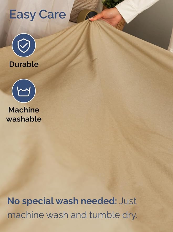 Extra Deep Twin XL Sheet Set - 4 Piece Breathable & Cooling Sheets - Hotel Luxury Bed Sheets Set - Easy Fit - Soft, Wrinkle Free & Comfy Sheets Set - Heathered Tan Sheet Set with Extra Deep Pockets