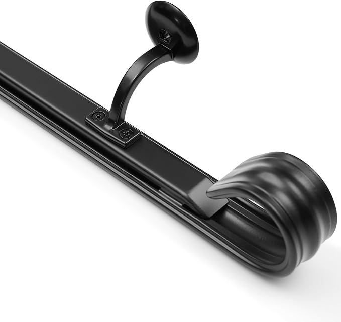 6 Ft Wrought Iron handrail Stair Railing Grab Bar Kit Matte Black Rail Staircase Handrails