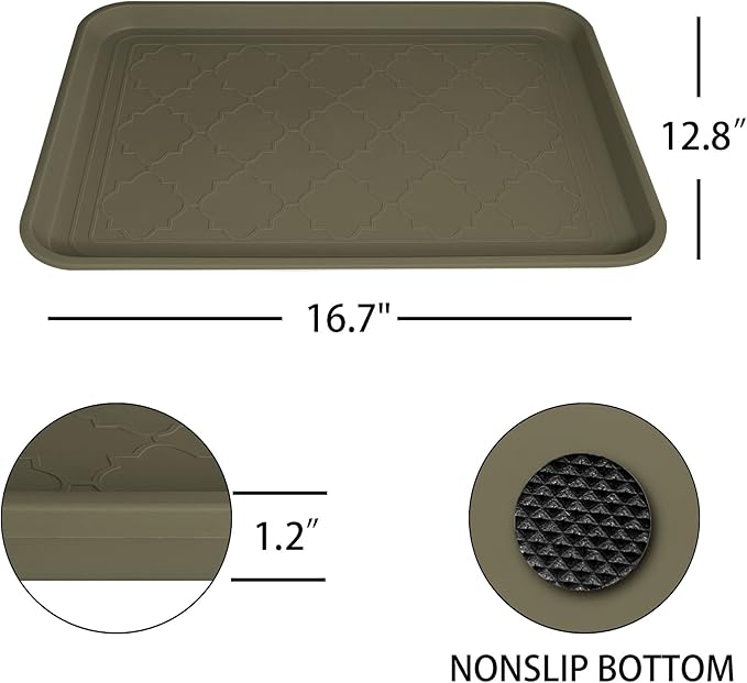 Boot Tray for Entryway Indoor, Heavy Duty Shoe Mat Tray 2 Packs, 16.7"x12.8" Waterproof Mat with Raised Edge, Outdoor Multi-Purpose for Boots, Shoes, Garden