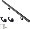 2 FT Modern Aluminum Handrail Set, handrails for Indoor Stairs,Deck,Slope, Wall Mounted Staircase handrails, Zink Alloy Brackets Included,Rust Free. (Matte Black, 2 FT)