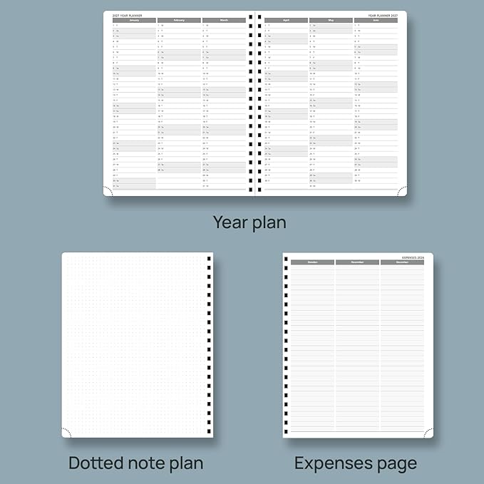POPRUN 2026 Planner (Large - 8.5" x 10.5") with Hourly Schedule, Vertical Layout - 2026 Weekly Calendar (Jan. 2026 - Dec.2026) for Time Management, Monthly Tabs, Spiral Bound, Soft Cover - Brown
