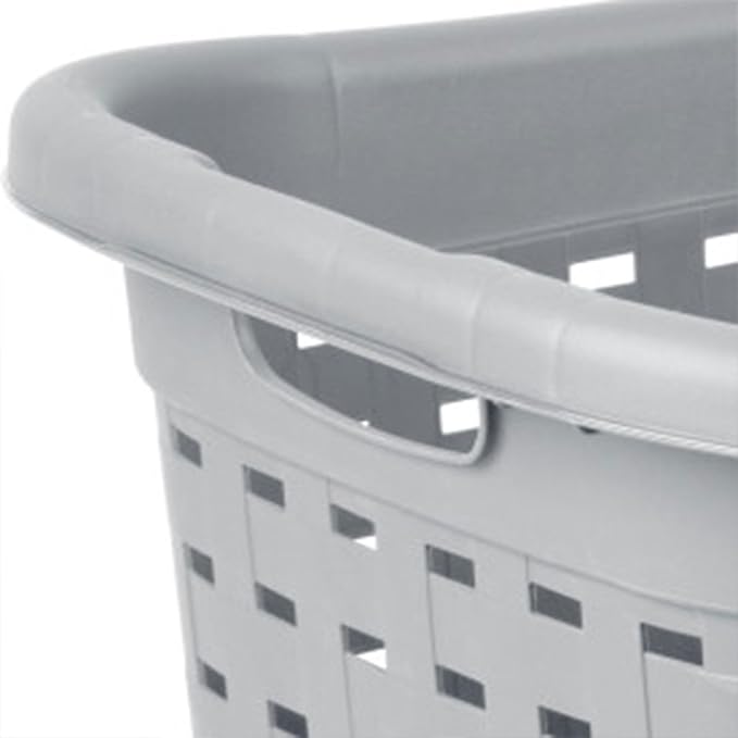 Sterilite 6-Pack Weave Laundry Basket, Rectangle Plastic Clothes Hamper w/ Handles, Gray