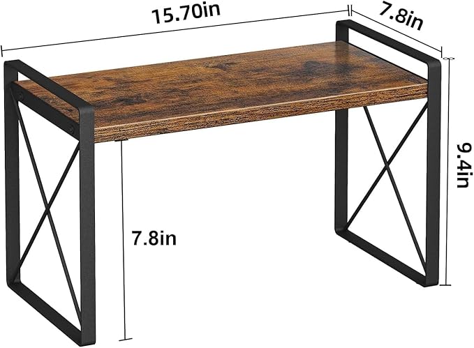 Giikin Countertop Shelf Organizer, Cupboard Stand Spice Rack, Retro Style Cabinet Shelf for Pantry, Kitchen, Bathroom, Reading Room, Bedroom to Save Space (7.8" D x 15.7" W x 9.4" H, Rustic Brown)