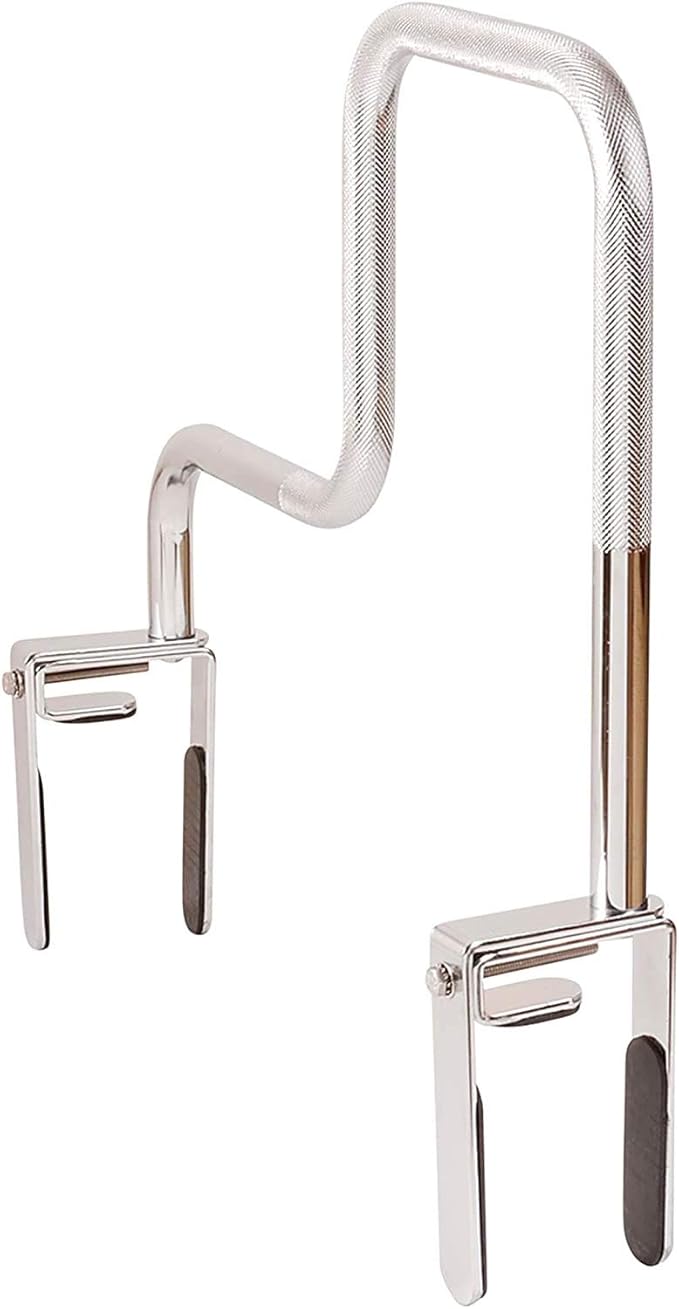 DMI Chrome Plated Adjustable Grab Bars for Bathtub and Showers for Seniors, Rust-Resistant Safety Rail with Textured Non-Slip Handle, 250 lb Capacity, Brackets Fit 3.3" - 5.8” Tub Walls
