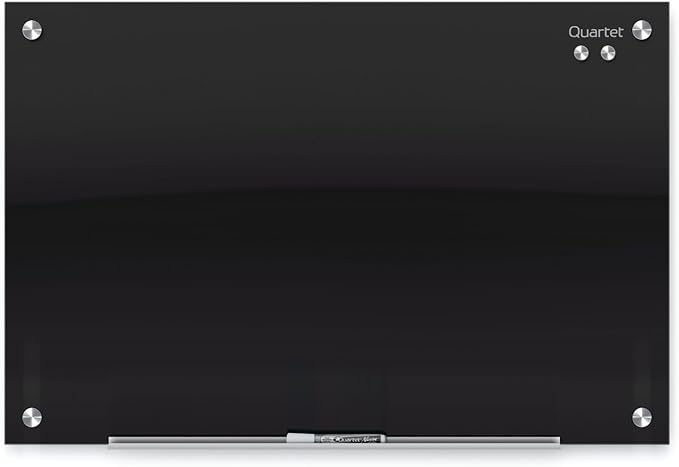 Quartet Magnetic Dry Erase Board, 36" x 24" Glass Whiteboard for Wall, Infinity, Black (G3624B)