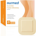 Silicone Foam Dressings(4"x 4" - 20 Packs) with Tender Adhesive Border, Sterile Advanced Absorbent Bandage, Wound Care for Bed Sores, Pressure Ulcers, Foot Diabetic Ulcer